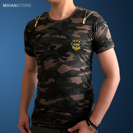 تی شرت مردانه ارتشی طرح Zipper